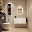 MONDIAZ TURE-DLUX Meuble toilette - 100cm - Talc - EDEN - vasque Lava - position centrale - sans trou de robinet SW1103633