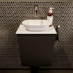 Meuble de salle de bain Mondiaz Fowy 40x50x23cm urban mat 0 trous de robinet lavabo : centre 1 porte solid surface avec plan MDF couleur lavabo : blanc SW760855