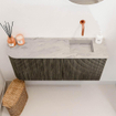 Mondiaz JOYA-DLUX 91.6cm toiletmeubel - ronding links kleur Shadow - Wastafel FAYE positie Rechts Zonder kraangat kleur Glace. SW1422801