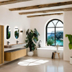 MONDIAZ THOR-DLUX 170cm badmeubel ronding links + rechts kleur Oak met 1 lade en 2 deuren. Vrijhangende wastafel CLOUD Dubbel 2 kraangaten kleur Oza. SW1465658