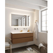 MONDIAZ VICA Ensemble de meuble salle de bain - 120cm - 2 tiroirs - lavabo Cloud double - 0 trous de robinet - solid surface rouille SW411199