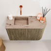 Mondiaz JOYA-DLUX 61.6cm toiletmeubel - ronding rechts kleur Dusk - Wastafel FAYE positie Links Zonder kraangat kleur Arena. SW1425765