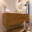 Mondiaz CIRO-DLUX Badkamermeubelset - 170x45x50cm - Solid surface wastafel Glace - 1 wasbak Rechts - 1 kraangat - 4 lades - Oak SW1533782