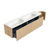 MONDIAZ KURVE-DLUX 175cm Meuble salle de bain avec module 25 D - couleur Oak - 2 tiroirs - 1 porte - vasque STOR SMALL double / gauche - sans trou de robinet - couleur Ostra SW1137783