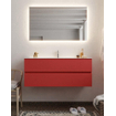 Mondiaz VICA ensemble de meuble de salle de bain - 120cm - meuble sous-vasque fire - 2 tiroirs - lavabo moon milieu - 1 trou de robinet - miroir LED - version XL 60cm haut SW1097982