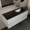 Mondiaz AIVY Ensemble de meuble - 120x45x50cm - 0 trous de robinet - 1 vasque Urban Solid surface - Droite - 2 tiroirs - avec miroir - MDF Talc SW892239