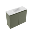 MONDIAZ TURE-DLUX Meuble toilette - 60cm - Army - EDEN - vasque Opalo - position centrale - sans trou de robinet SW1104186