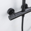 Fortifura Calvi Colonne de douche pluie thermostatique avec douche de tête 21.8 avec douchette stick Noir mat SW377841