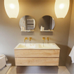 MONDIAZ VICA-DLUX Ensemble meuble de salle de bains - 120cm - meuble bas washed oak - 2 tiroirs - lavabo encastré cloud double - sans trous de robinet - version hauteur 60cm - frape SW1088789