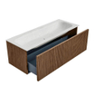 MONDIAZ KURVE-DLUX 120cm Meuble salle de bain - couleur Walnut - 1 tiroir - vasque BIG LARGE centre - 2 trous de robinet - couleur Opalo SW1137659