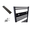 Sanicare Panneau porte-serviettes - 51.7x9.2x2.7cm - pour radiateur - 3 boutons porte-serviettes chromés - noir mat SW891060