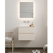 Mondiaz VICA ensemble de meuble de salle de bain - 60cm - meuble sous lavabo lin - 2 tiroirs - lavabo nuage milieu - sans trou de robinet - miroir LED - version XL 60cm de haut SW1098295