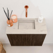 Mondiaz JOYA-DLUX 50cm toiletmeubel - kleur Walnut - Wastafel FAYE positie Midden Zonder kraangat kleur Opalo. SW1422509