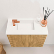 Mondiaz JOYA 50cm meuble de toilette - couleur Oak - Vasque FAYE position Gauche 1 trou de robinet couleur Talc. SW1421092