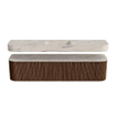MONDIAZ THOR-DLUX 190cm badmeubel ronding links + rechts kleur Walnut met 2 lades en 2 deuren. Vrijhangende wastafel CLOUD Midden 1 kraangat kleur Nata. SW1466770