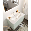 MONDIAZ VICA Ensemble de meuble salle de bain - 80cm - 2 tiroirs - lavabo Denia milieu - 1 trou de robinet - solid surface gris SW410750