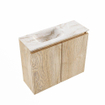MONDIAZ TURE-DLUX Meuble toilette - 60cm - Washed Oak - EDEN - vasque Frappe - position gauche - sans trou de robinet SW1103089
