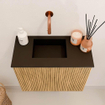 Mondiaz JOYA Meuble de toilette 50cm - couleur Chêne - Vasque FAYE position Gauche Sans trou de robinet couleur Urban SW1421180