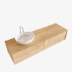 MONDIAZ LUSH Ensemble de meuble salle de bain - 150cm - 2 tiroirs - lavabo BARCO - vasque à gauche - 1 trou de robinet - chêne blanchi SW409575