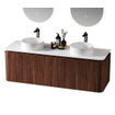 Saniclass Terra Badmeubelset - 140cm - 4 lades - afgeronde hoeken - topblad solid surface - kastanje (walnoot) SW1426287