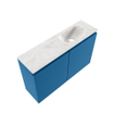 MONDIAZ TURE-DLUX Meuble toilette - 80cm - Jeans - EDEN - vasque Ostra - position droite - sans trou de robinet SW1104865