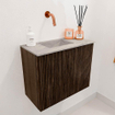 Mondiaz JOYA-DLUX Meuble de toilette 50cm - couleur Walnut - Lavabo FAYE position Gauche Sans trou de robinet couleur Glace SW1422356
