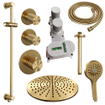 BRAUER Gold Carving Regendoucheset inbouw - hoofddouche 30cm - plafondarm 20cm - 3 carving knoppen - inclusief inbouwdeel - handdouche rond 3 standen - PVD - geborsteld goud SW715607