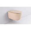 QeramiQ Dely Swirl Toiletset - inbouwreservoir Qeramiq Flush - slim zitting - kunststof mat antraciete bedieningsplaat - ronde knoppen - beige SW1578378
