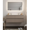 Mondiaz VICA ensemble de meuble de salle de bain - 120cm - meuble sous-vasque fumée - 4 tiroirs - lavabo denia double - 2 trous de robinet XL version 60cm de haut SW1089784