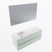 Mondiaz VICA ensemble de meuble de salle de bain - 120cm - meuble sous-vasque greey - 4 tiroirs - lavabo moon gauche - sans trous de robinet - couleur talc - miroir LED - version XL 60cm de haut SW1092105