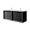 Adema Prime Core Ensemble de meuble - 120x50x45cm - 2 vasques rectangulaires Blanc - 2 trous de robinet - 4 tiroirs - avec miroir rectangulaire - Noir mat SW925909