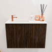 Mondiaz JOYA 60cm toiletmeubel - kleur Walnut - Wastafel FAYE positie Links 1 kraangat kleur Talc. SW1421304