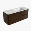 Mondiaz CIRO-DLUX Ensemble de meubles de salle de bains - 120x45x50cm - Vasque en solid surface Opalo - 1 lavabo à droite - 1 trou de robinet - 2 tiroirs - Noyer SW1530501
