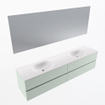 Mondiaz VICA ensemble de meuble de salle de bain - 200cm - meuble sous-vasque greey - 4 tiroirs - lavabo moon double - 2 trous de robinet - couleur talc - miroir LED - version XL 60cm de haut SW1092137