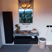 Mondiaz ALAN-DLUX Ensemble de meuble - 120cm - meuble Urban mat - 1 tiroir - Lavabo Cloud Lava suspendu - vasque Centre - 0 trous de robinet SW808026