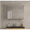 Adema Holz Ensemble de meuble - 120cm - 2 vasques en céramique Blanc - 2 trous de robinet - 1 tiroir - avec armoire de toilette - Caramel (bois) SW857551
