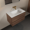 Mondiaz AIVY Ensemble de meuble - 80x45x50cm - 0 trous de robinet - 1 vasque Urban Solid surface - Centre - 2 tiroirs - avec miroir - Melamine Mocha SW892096
