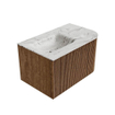 MONDIAZ KURVE-DLUX 75cm Meuble salle de bain avec module 25 D - couleur Walnut - 1 tiroir - 1 porte - vasque GRUNNE gauche - sans trou de robinet - couleur Glace SW1138038