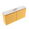 MONDIAZ TURE-DLUX Meuble toilette - 100cm - Ocher - EDEN - vasque Frappe - position centrale - sans trou de robinet SW1102892