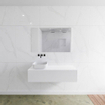 Mondiaz Lagom Meuble salle de bains 120x30.9x45cm Solid Surface Talc 1 tiroir avec lavabo BINX vasque à poser Gauche sans trous de robinet SW409017