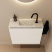 MONDIAZ TURE-DLUX Meuble toilette - 60cm - Talc - EDEN - vasque Ostra - position centrale - 1 trou de robinet SW1104647