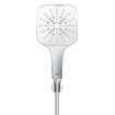GROHE Rainshower SmartActive 130 Cube Set de douchette à main - 3 types de jets - carré - avec support - flexible lisse - 150cm - chrome/moon white SW472368