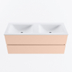 MONDIAZ VICA Ensemble meuble de salle de bains - 120cm - meuble bas rosee - 2 tiroirs - vasque cloud double - sans trous de robinet - version haute 60cm - talc SW1083540