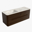 Mondiaz CIRO-DLUX Badkamermeubelset - 130x45x50cm - Solid surface wastafel Ostra - 1 wasbak Links - zonder kraangaten - 4 lades - Walnut SW1530394