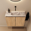 MONDIAZ TURE-DLUX Meuble toilette - 60cm - Washed Oak - EDEN - vasque Glace - position centrale - sans trou de robinet SW1103571