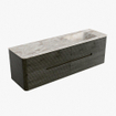 Mondiaz CIRO-DLUX Badkamermeubelset - 160x45x50cm - Solid surface wastafel Frappe - 1 wasbak Rechts - 1 kraangat - 4 lades - Shadow SW1532160