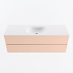 MONDIAZ VICA Ensemble meuble de salle de bains - 140cm - meuble bas rosee - 2 tiroirs - lavabo moon au milieu - 1 trou de robinet - version haute 60cm - talc SW1080345