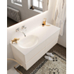 Mondiaz VICA ensemble de meuble de salle de bain - 120cm - meuble sous-vasque lin - 4 tiroirs - lavabo lune gauche - sans trou de robinet - miroir LED - version XL 60cm de haut SW1098327