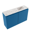 MONDIAZ TURE-DLUX Meuble toilette - 80cm - Jeans - EDEN - vasque Glace - position droite - 1 trou de robinet SW1103318