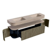 MONDIAZ THOR-DLUX Meuble de salle de bains - 170cm - arrondi gauche + droite - couleur Shadow - 1 tiroir - 2 portes - Vasque suspendue CLOUD Double 2 trous de robinet - couleur Saba SW1465838